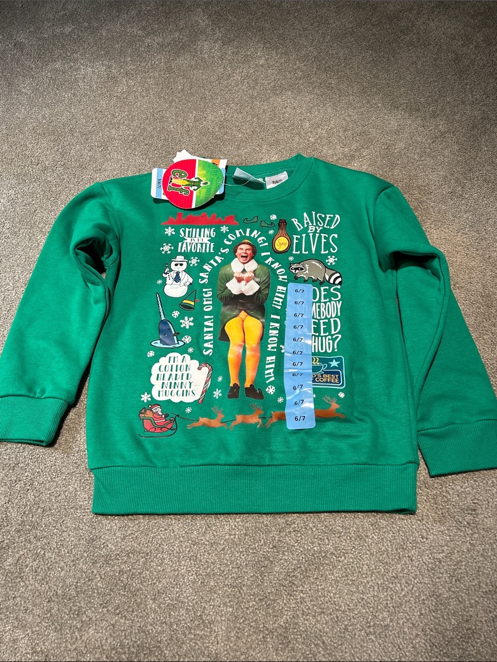 ELF Bright Green Kids' Holiday Graphic Sweatshirt